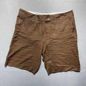 George ME Mark Eisen Brown Linen Blend Shorts Size 18 Coffee House GME28255